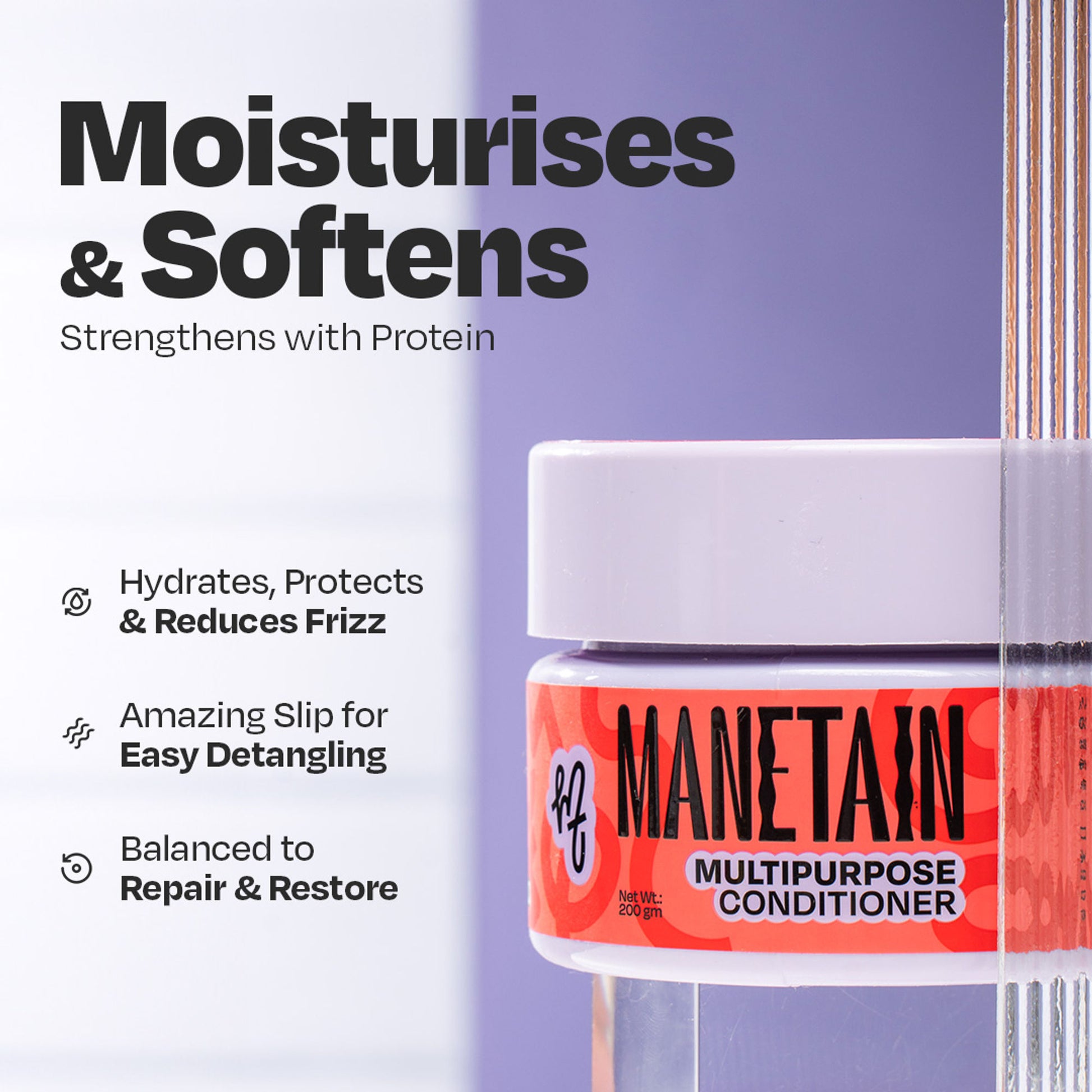 Manetain Multipurpose Hair Conditioner For Curly, Wavy & Frizzy Hair - No Sulphates