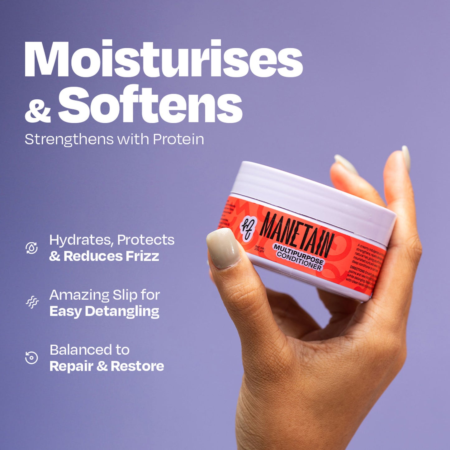 Manetain Multipurpose Hair Conditioner For Curly, Wavy & Frizzy Hair - No Sulphates