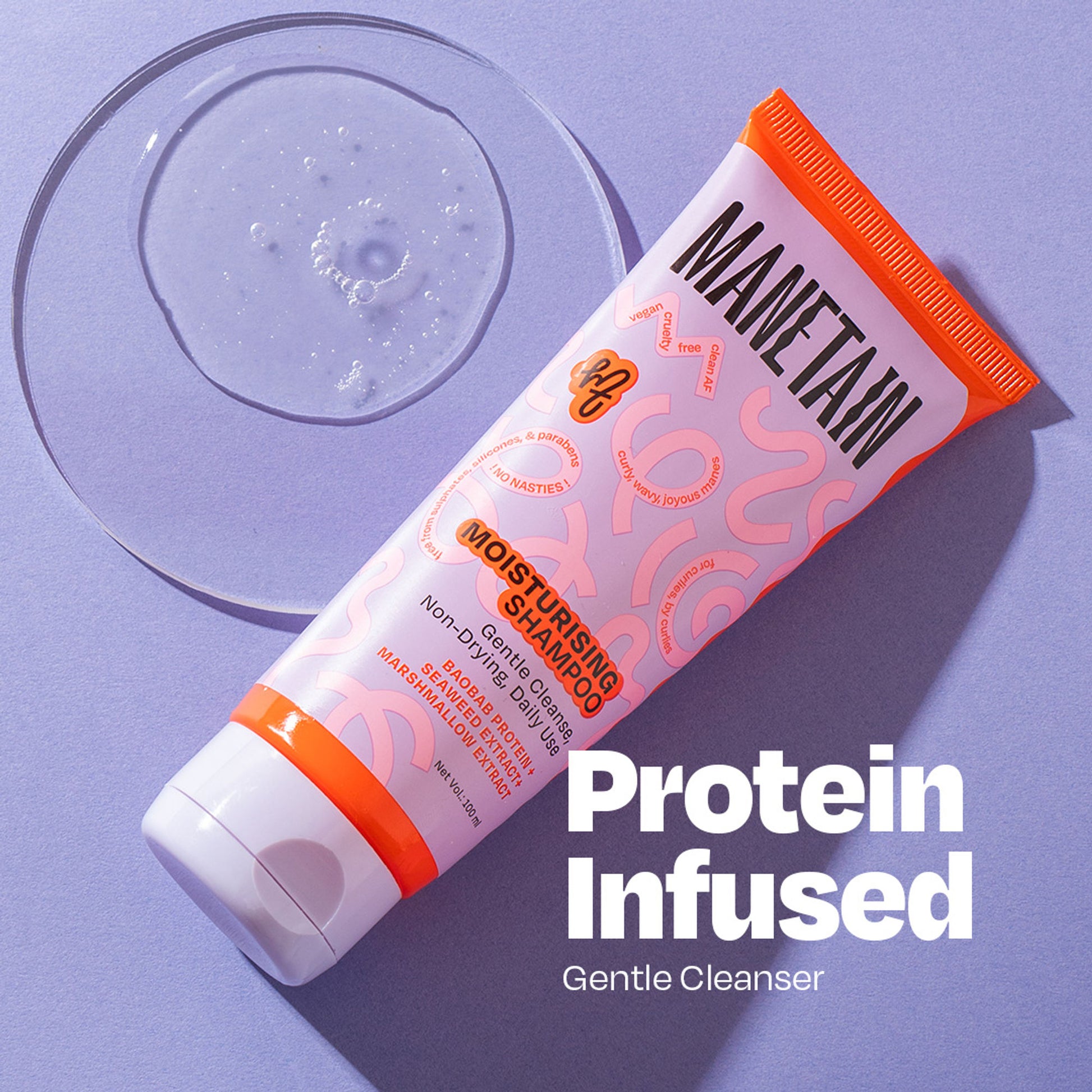 Manetain Moisturising Shampoo For Curly Hair - Gentle Cleanser For Soft &Defined Curls - CG Friendly