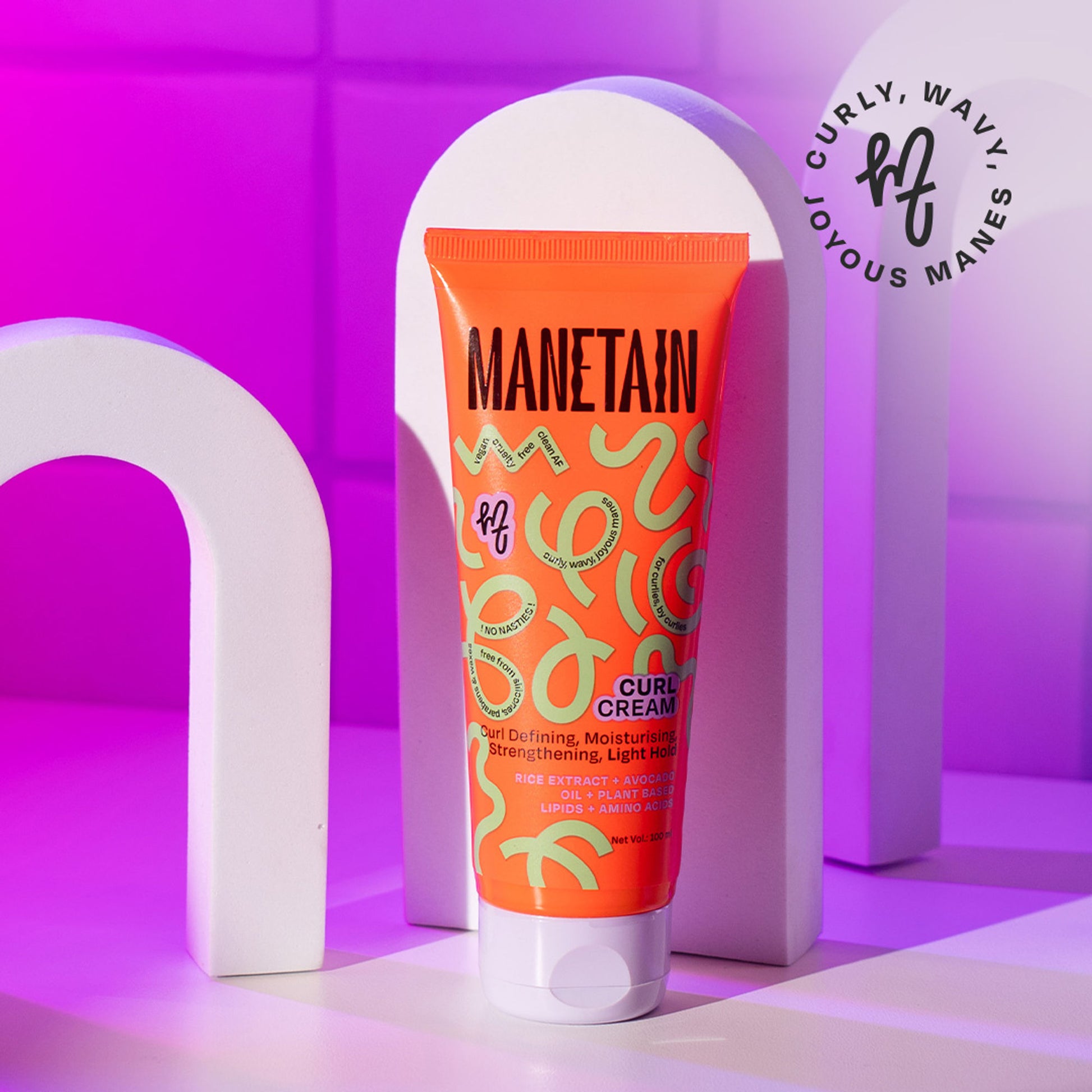 Manetain Curl Cream For Curly & Wavy Hair - Hydrating, Frizz Control, Curl Definition & Soft
