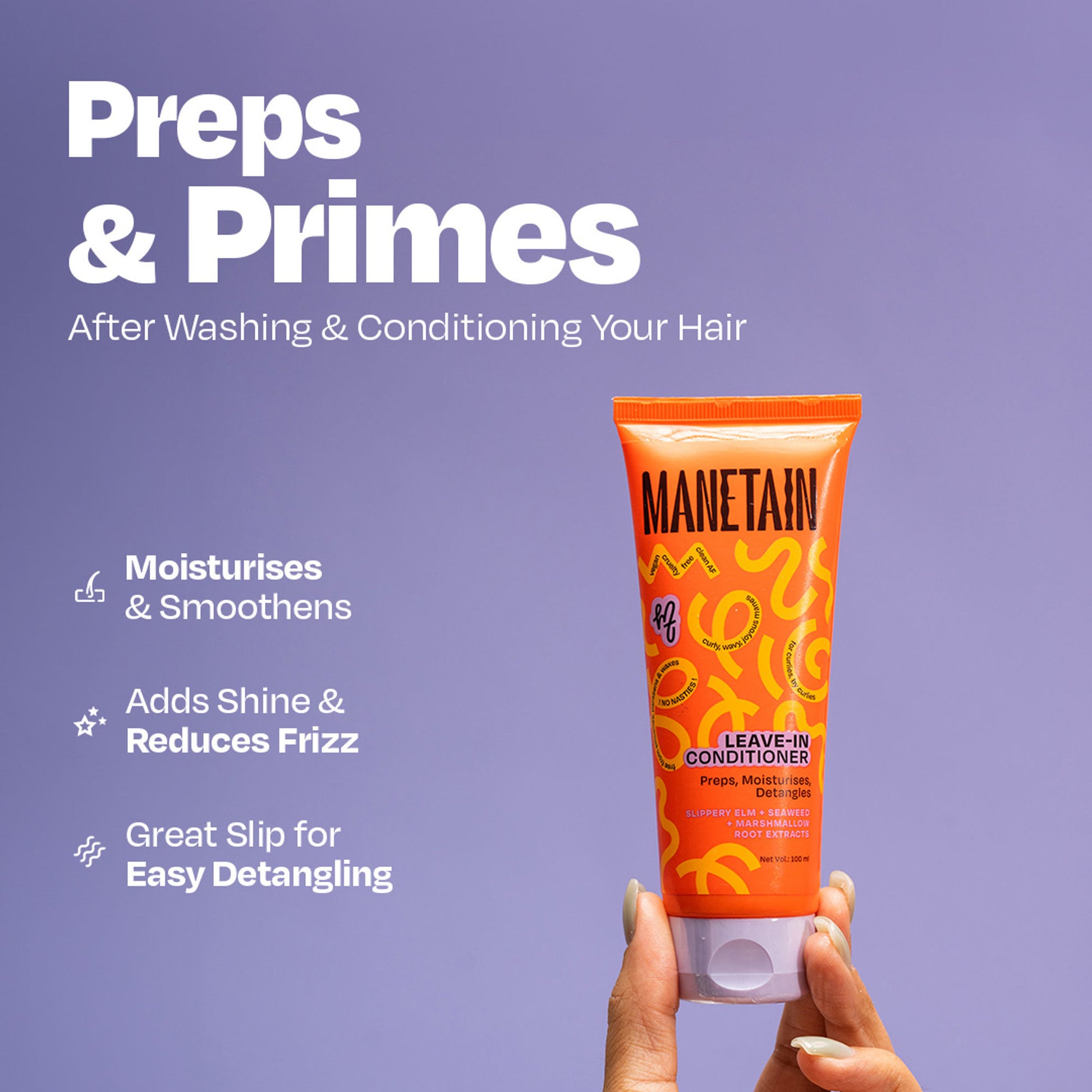 Manetain Leave-In Conditioner For Curly Hair - Lightweight, Moisturizing & Curl-Enhancing