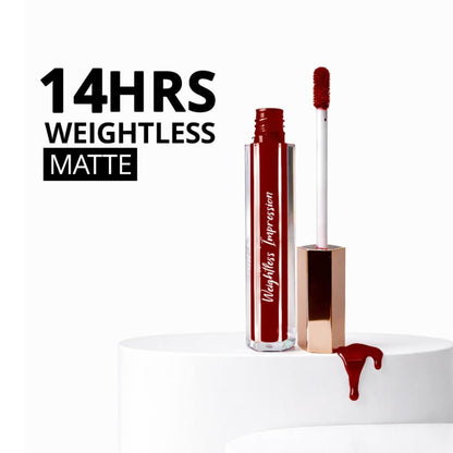 FLiCKA Flicka Weightless Impressions Liquid Lipstick in a sleek tube, showcasing its smooth, lightweight, smudge-proof formula.