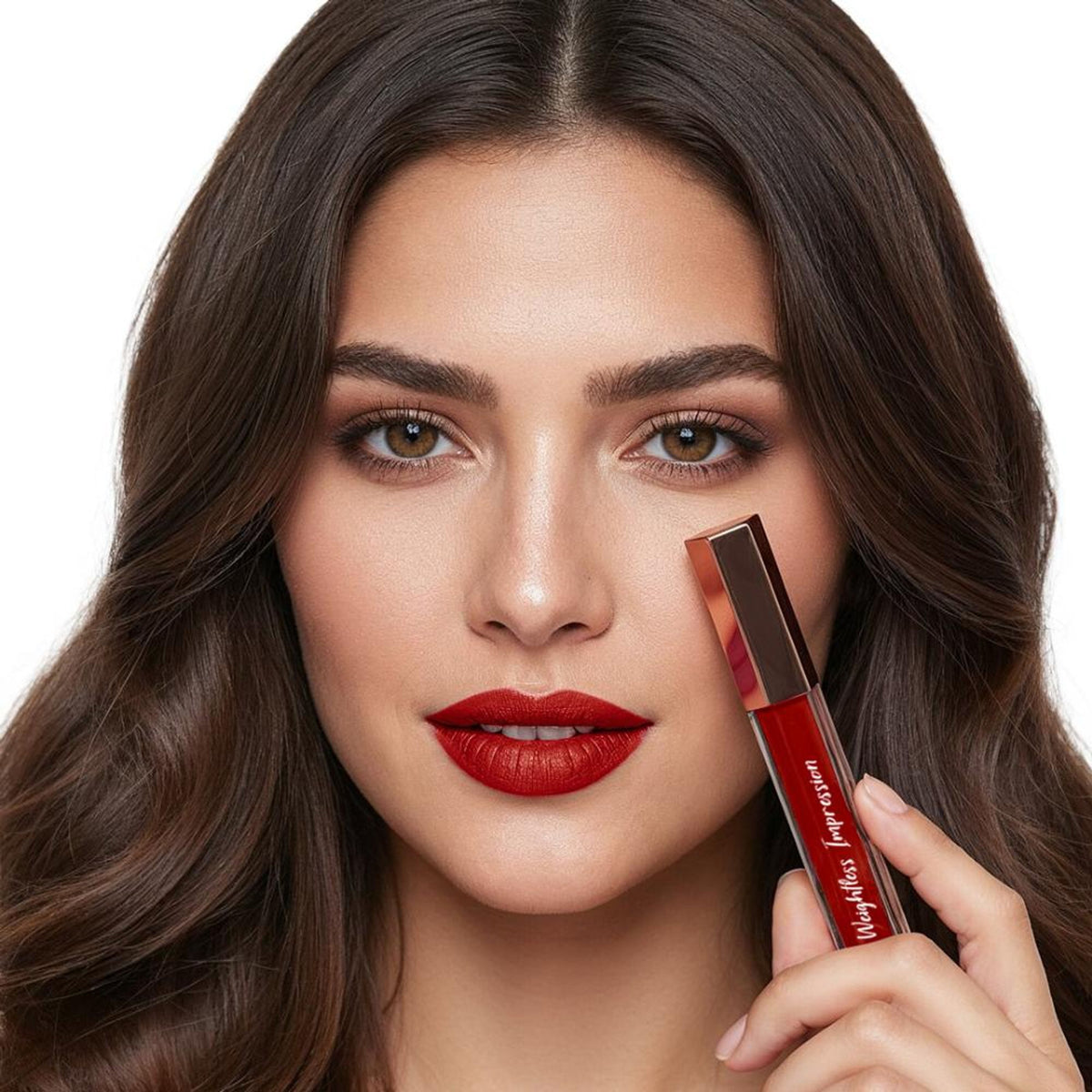 Flicka Weightless Impressions Liquid Lipstick in light shade, featuring smudge-proof, long-lasting formula with sleek applicator.