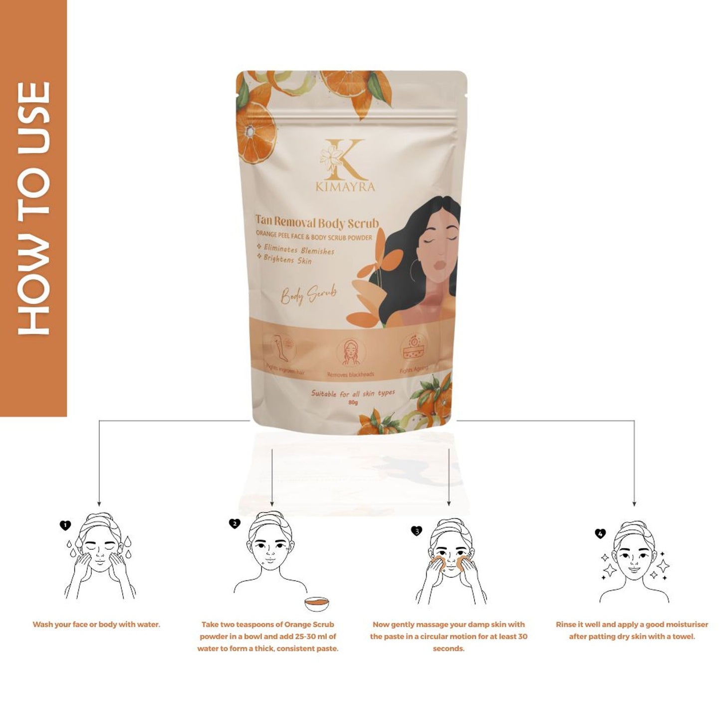 Kimayra Natural Orange Peel Face & Body Scrub Powder