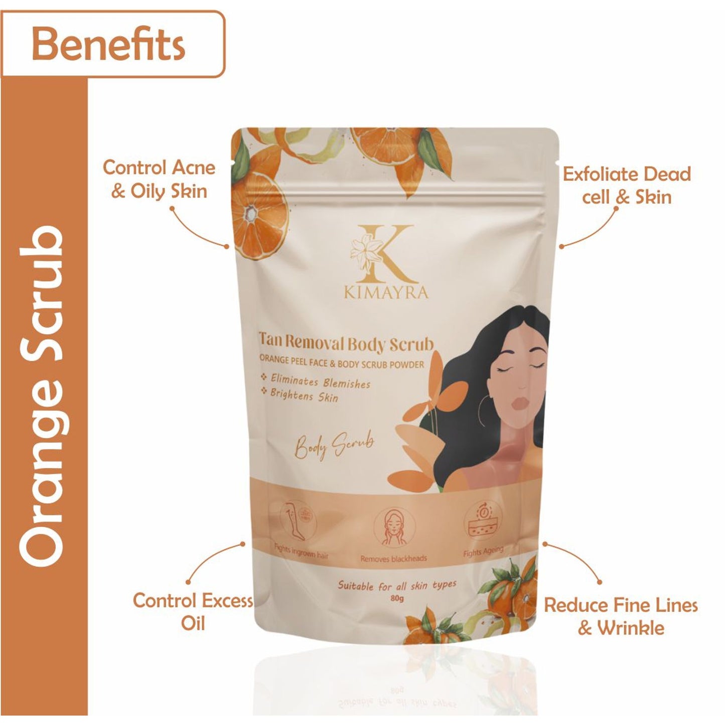 Kimayra Natural Orange Peel Face & Body Scrub Powder