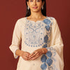 Dhiyona IE Paisley Embroidered Thread Work Pure Cotton Kurta With Trousers And Dupatta