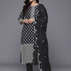 Dhiyona VA Women'sFloral Printed Thread Work Pure Silk Kurta With Trousers & Dupatta