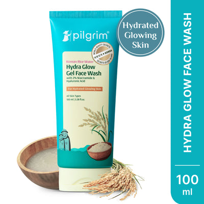 Pilgrim Korean Rice Water & 2% Niacinamide Hydra Glow Gel Face Wash Hydrated Glass Glowing Skin