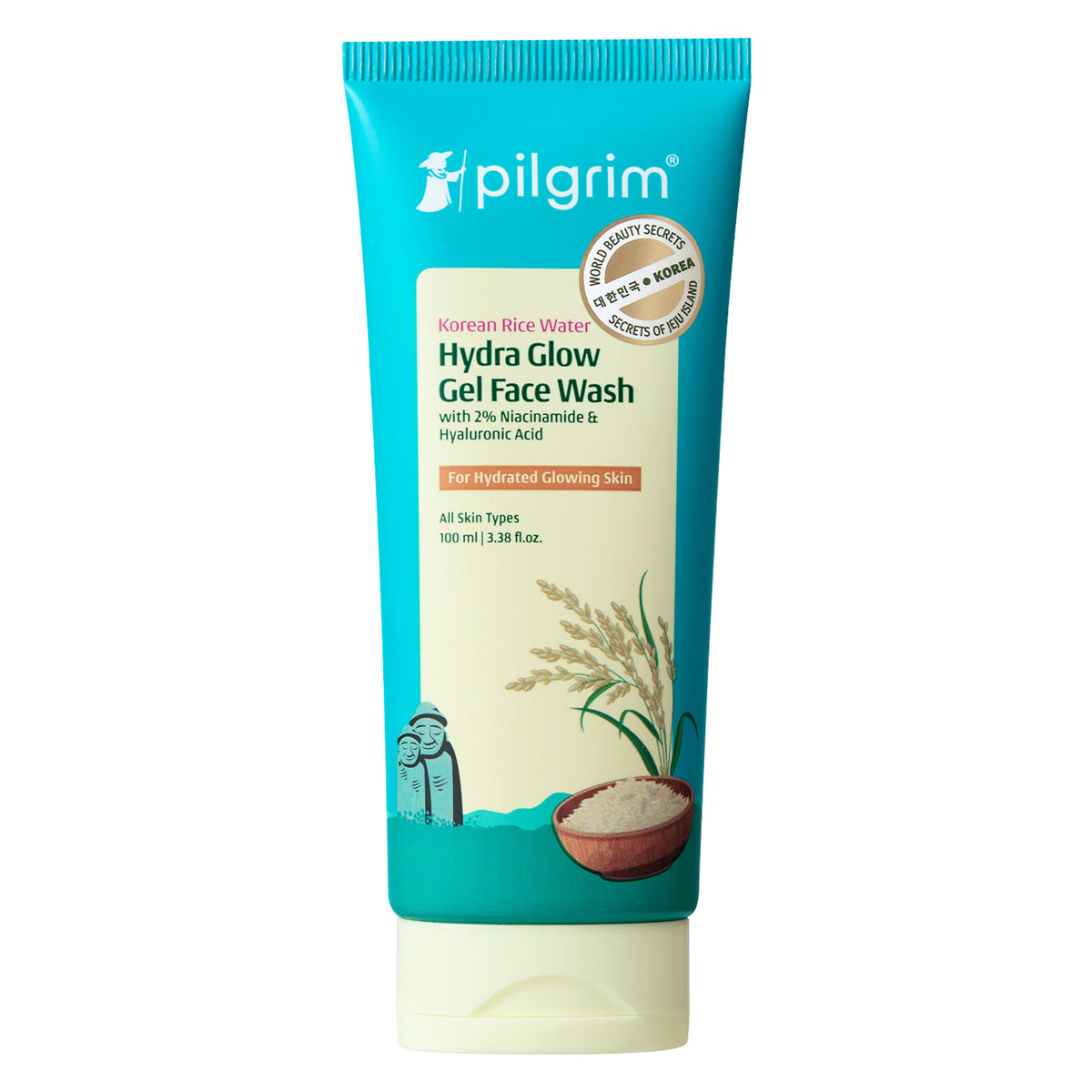 Pilgrim Korean Rice Water & 2% Niacinamide Hydra Glow Gel Face Wash Hydrated Glass Glowing Skin