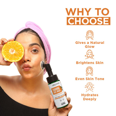 Orgatre Niacinamide & Vitamin C Foaming Face Wash With Built-In Silicon Brush For Acne-Prone Skin