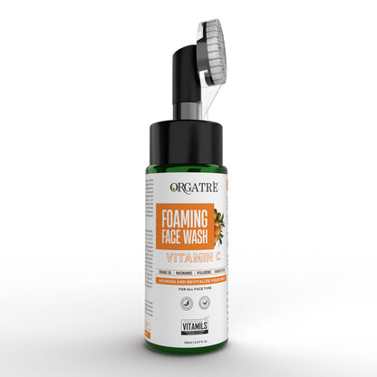 Orgatre Niacinamide & Vitamin C Foaming Face Wash With Built-In Silicon Brush For Acne-Prone Skin