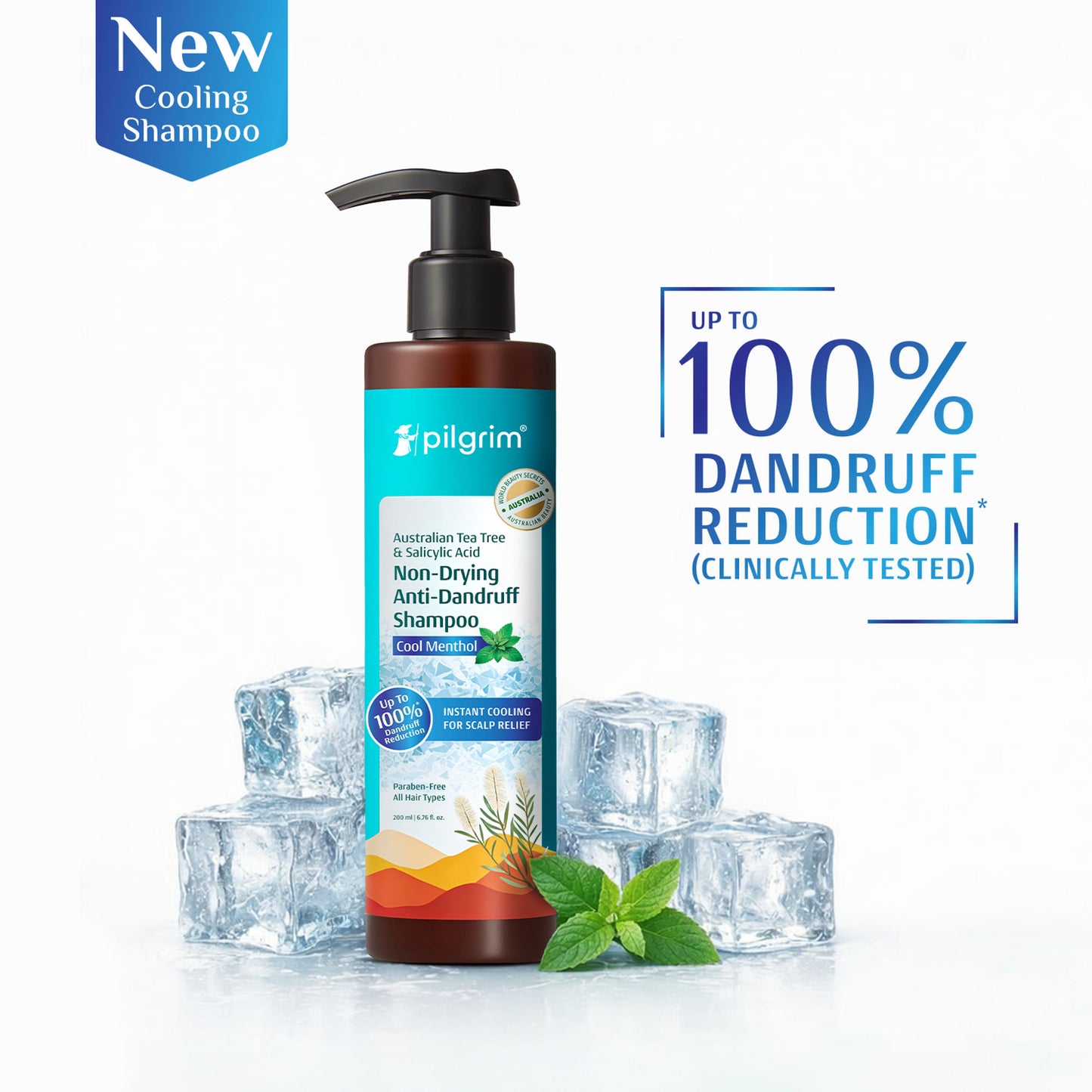 Pilgrim Australian Tea Tree & Salicylic Acid Cool Menthol Non-Drying Anti-Dandruff Shampoo