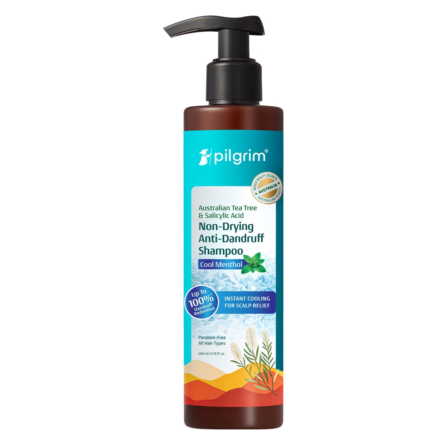 Pilgrim Australian Tea Tree & Salicylic Acid Cool Menthol Non-Drying Anti-Dandruff Shampoo