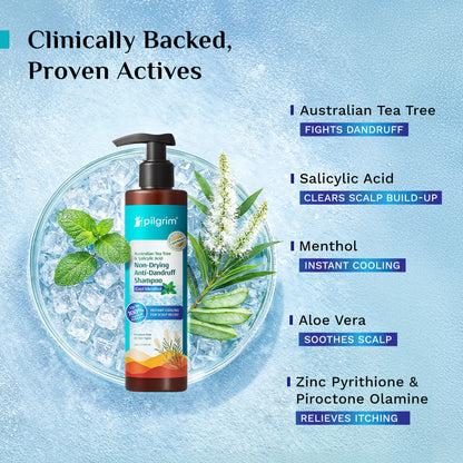 Pilgrim Australian Tea Tree & Salicylic Acid Cool Menthol Non-Drying Anti-Dandruff Shampoo
