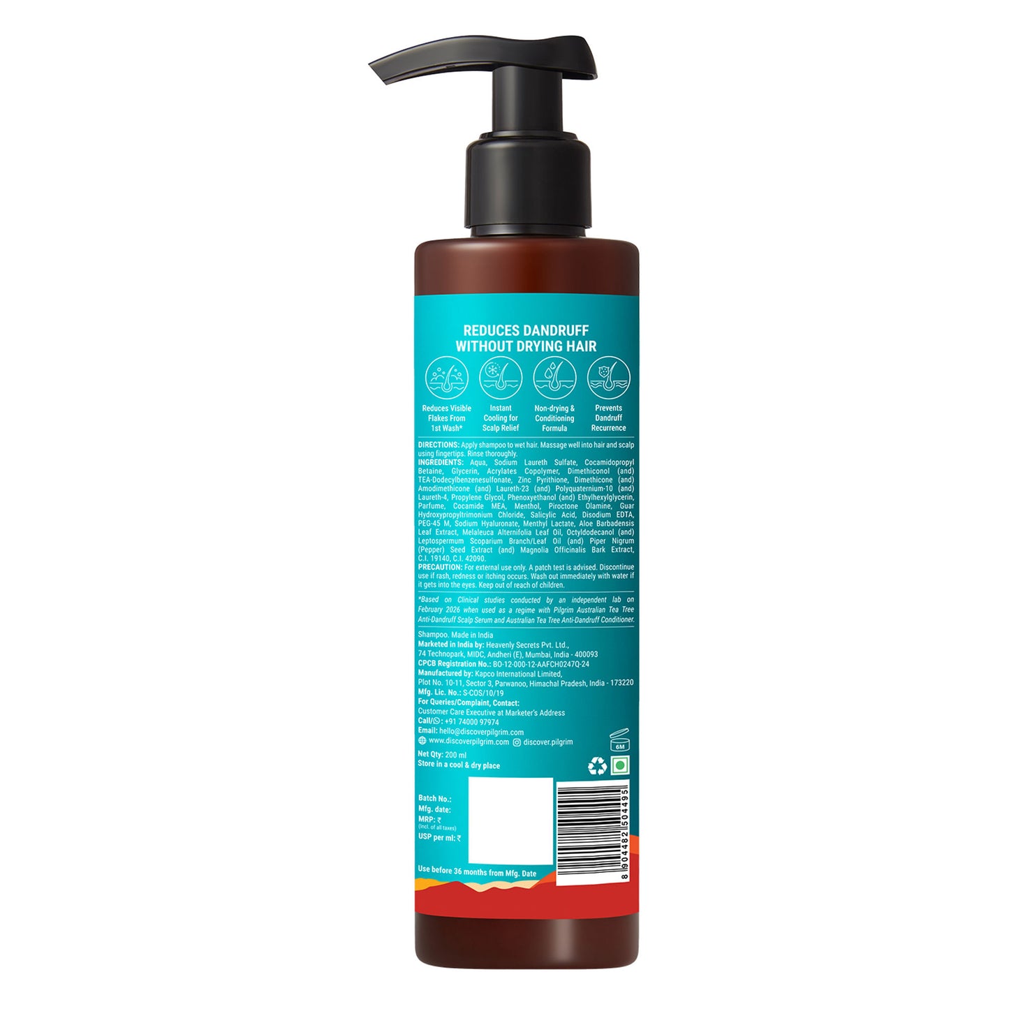 Pilgrim Australian Tea Tree & Salicylic Acid Cool Menthol Non-Drying Anti-Dandruff Shampoo