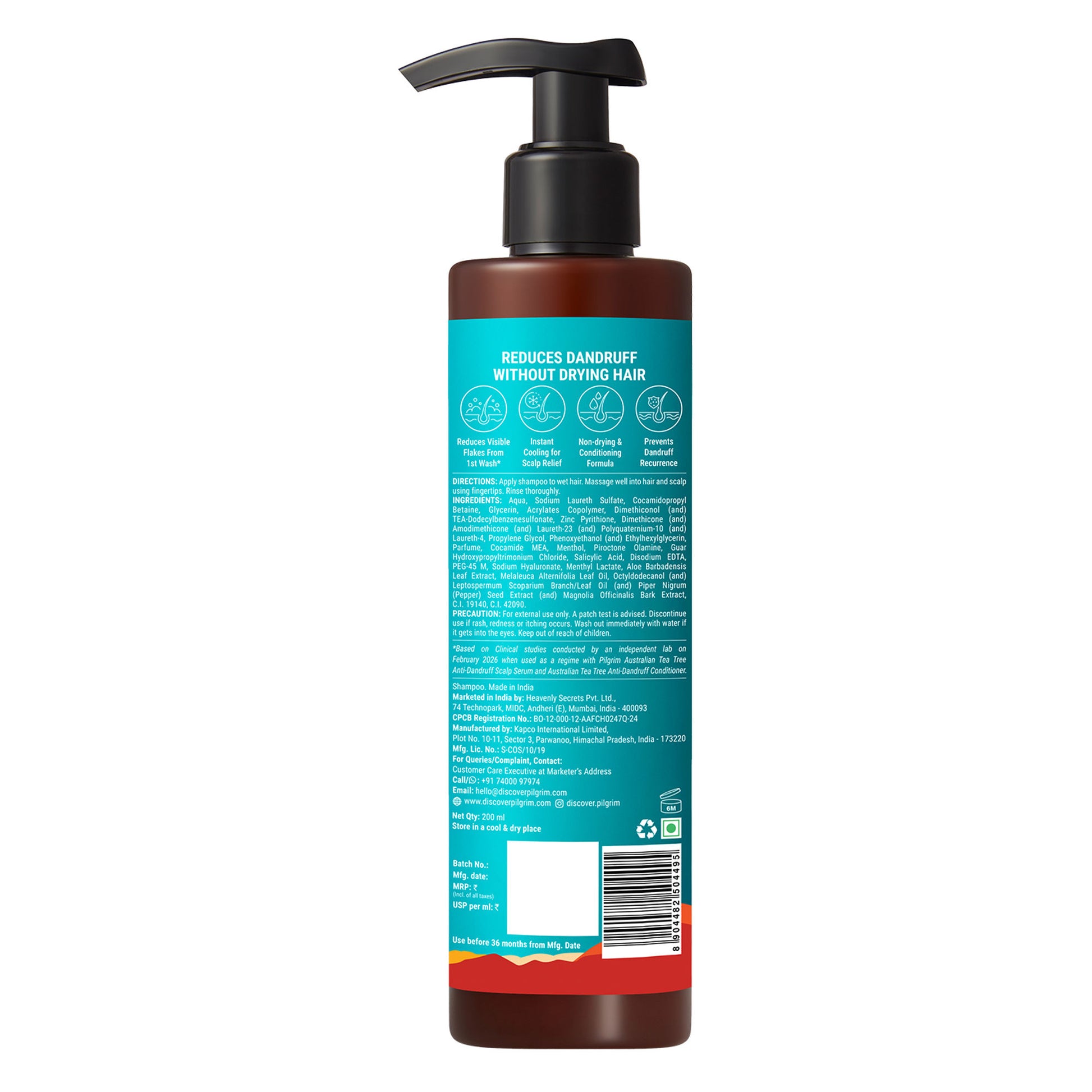 Pilgrim Australian Tea Tree & Salicylic Acid Cool Menthol Non-Drying Anti-Dandruff Shampoo
