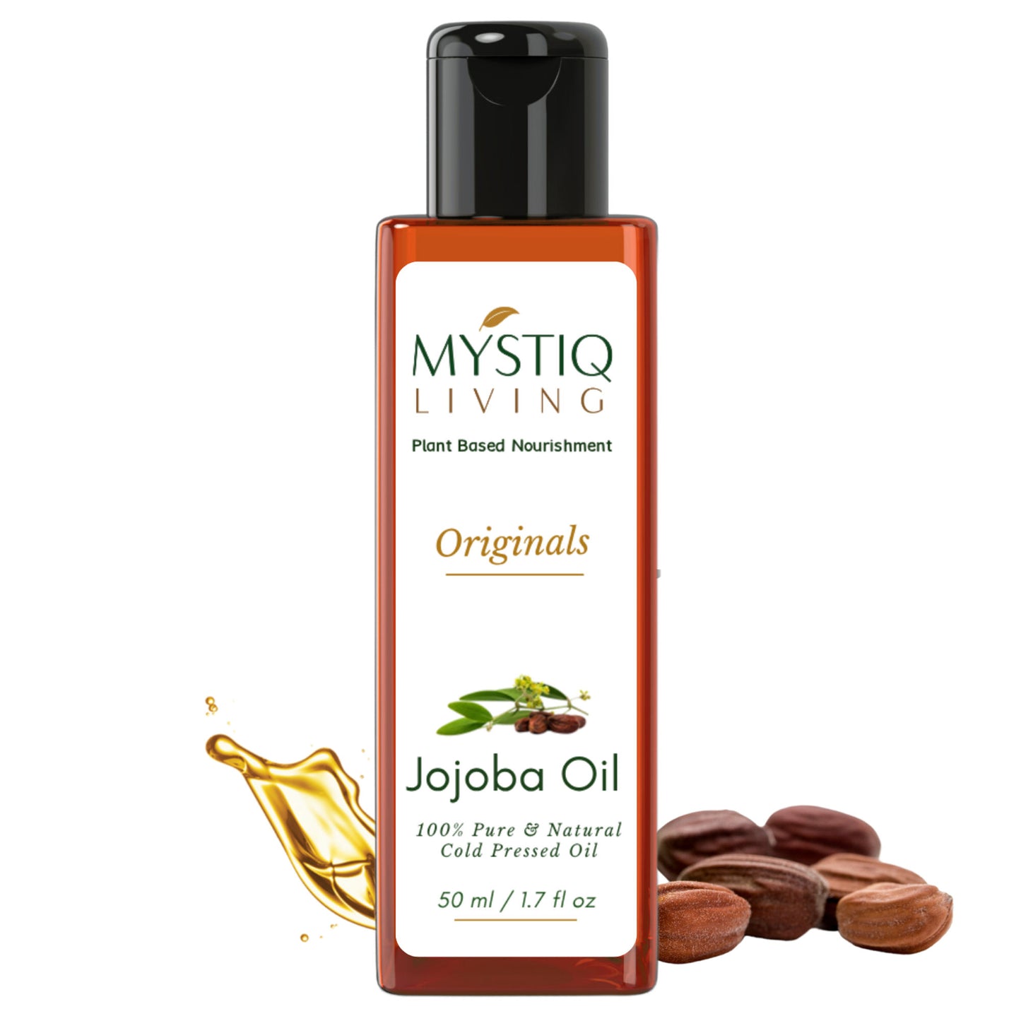 Mystiq Living Jojoba Oil for Hair, Face, Skin & Body, Cold Pressed and Organic