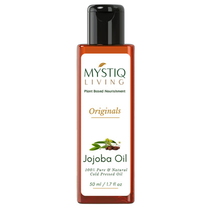 Mystiq Living Jojoba Oil for Hair, Face, Skin & Body, Cold Pressed and Organic