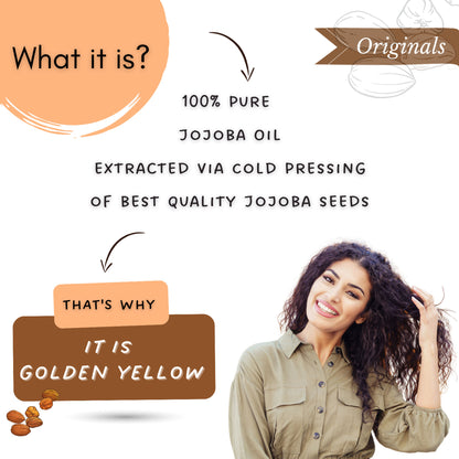 Mystiq Living Jojoba Oil for Hair, Face, Skin & Body, Cold Pressed and Organic