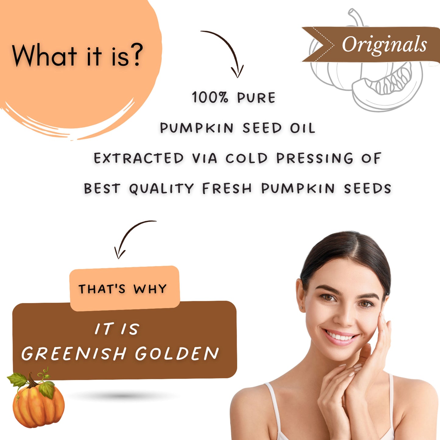 Mystiq Living Pumpkin Seed Oil For Hair Growth, 100% Pure Cold Pressed Oil for Hair, Face & Skin