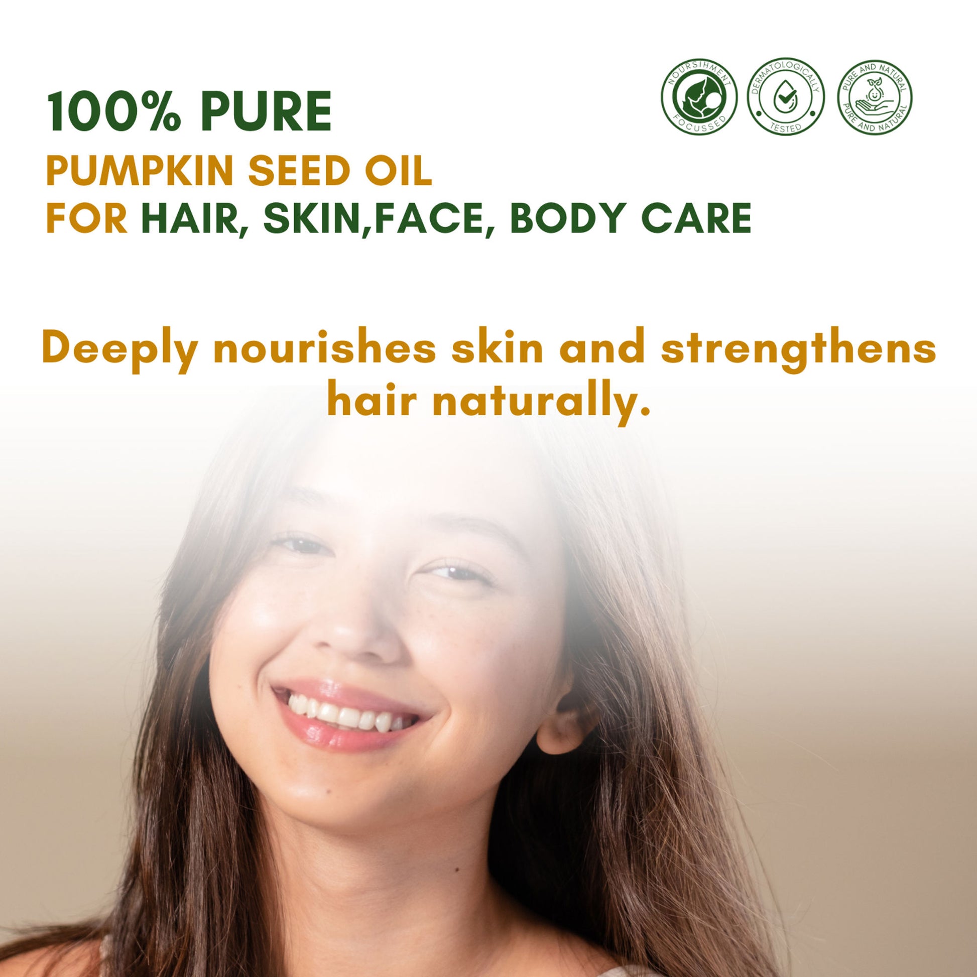 Mystiq Living Pumpkin Seed Oil For Hair Growth, 100% Pure Cold Pressed Oil for Hair, Face & Skin