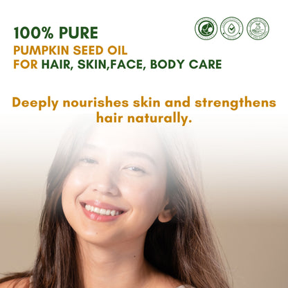 Mystiq Living Pumpkin Seed Oil For Hair Growth, 100% Pure Cold Pressed Oil for Hair, Face & Skin