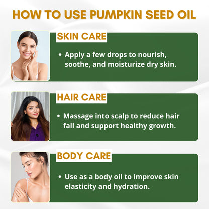Mystiq Living Pumpkin Seed Oil For Hair Growth, 100% Pure Cold Pressed Oil for Hair, Face & Skin