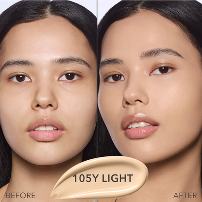 Kay Beauty Hydrating Foundation 145N in medium shade, featuring smooth liquid texture and natural finish.