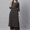 Indyancart IE Women Black & Grey Printed Kurta with Palazzos