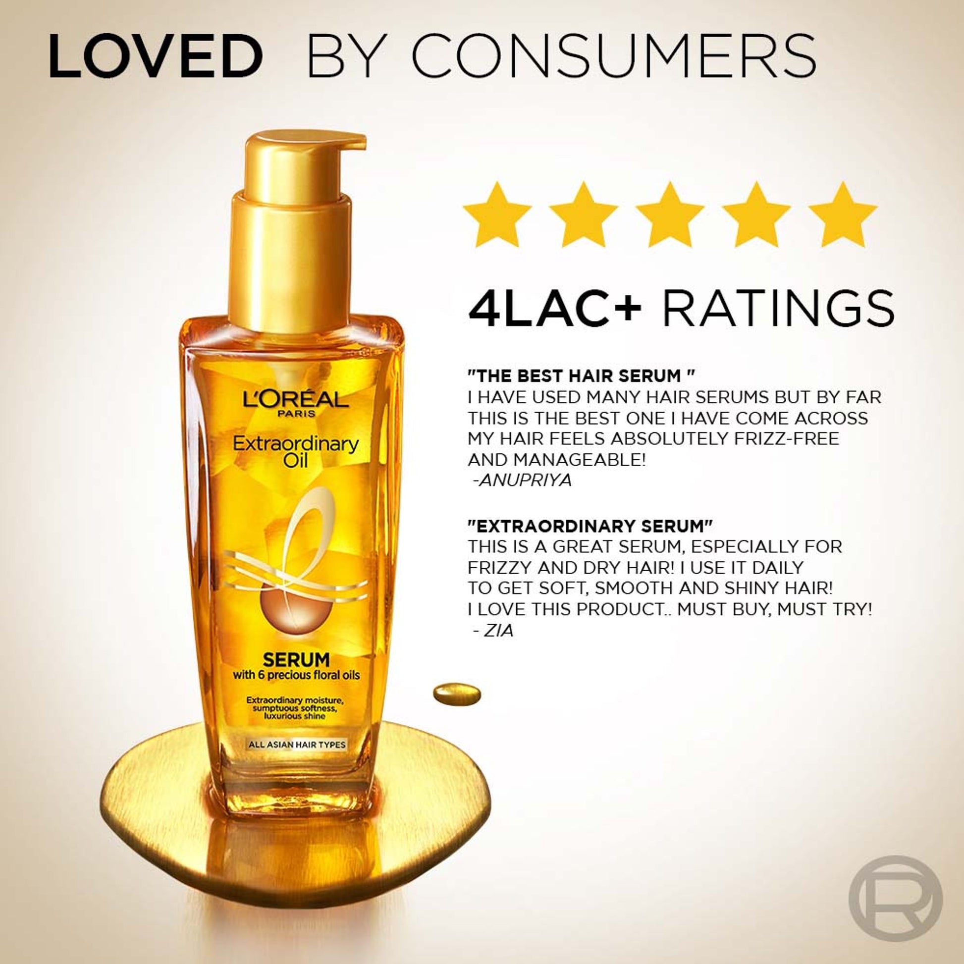 L'Oreal Paris Extraordinary Oil Hair Serum, Anti-Frizz Serum With UV Protection