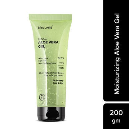 Brillare Natural Aloe Vera Gel for Skin & Hair Hydrates & Smoothens Pure Aloe Vera Gel