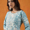 Dhiyona IE Floral Embroidered Thread Work Round Neck Straight Kurta