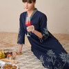 Indyancart IE Embroidered Three-Quarter Sleeves Pure Cotton Tunic With Trouser
