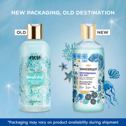 Nykaa Wanderlust Perfume Shower Gel - Hydrating, Relaxing & Cleansing - Mediterranean Sea Salt