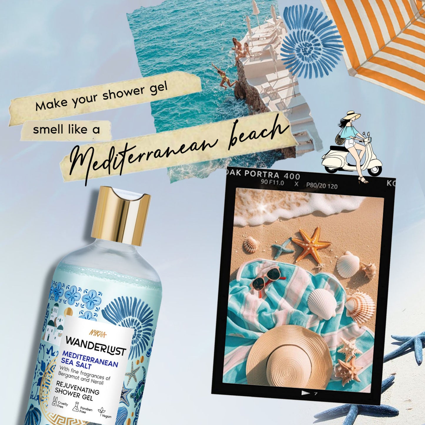 Nykaa Wanderlust Perfume Shower Gel - Hydrating, Relaxing & Cleansing - Mediterranean Sea Salt