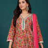 Dhiyona VA Women's Floral Printed Regular Kurta with Dhoti Pants & With Dupatta