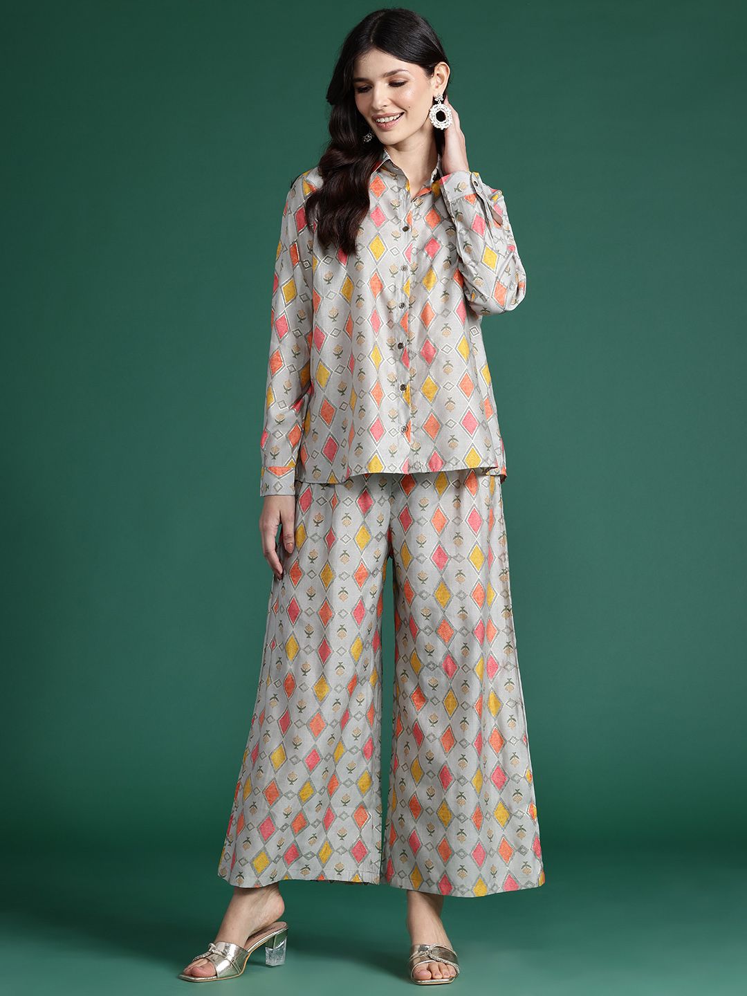 Dhiyona IE Printed Shirt With Palazzos