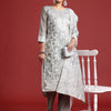 Dhiyona IE Floral Jacquard Chanderi Cotton Kurta With Trousers & Dupatta