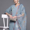 Indyancart IE Women Floral Embroidered Regular Sequinned Kurta with Trousers & With Dupatta
