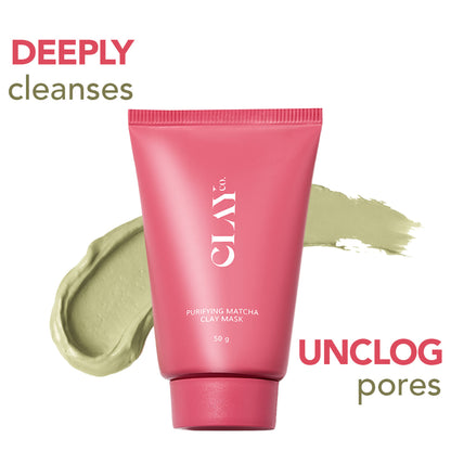Clayco Purifying Matcha Clay Mask - Reduce Acne, Hydrate & Unclog Pores