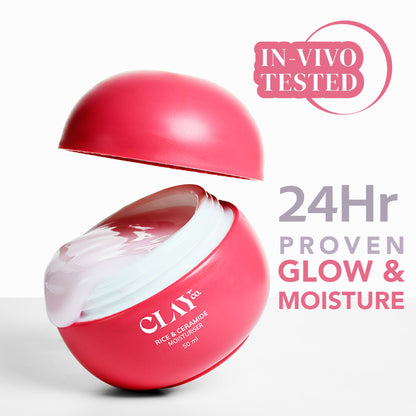 ClayCo Rice & Ceramide Moisturiser With Exosomes, Vitamin B12 & CICA For Barrier Repair & Glow