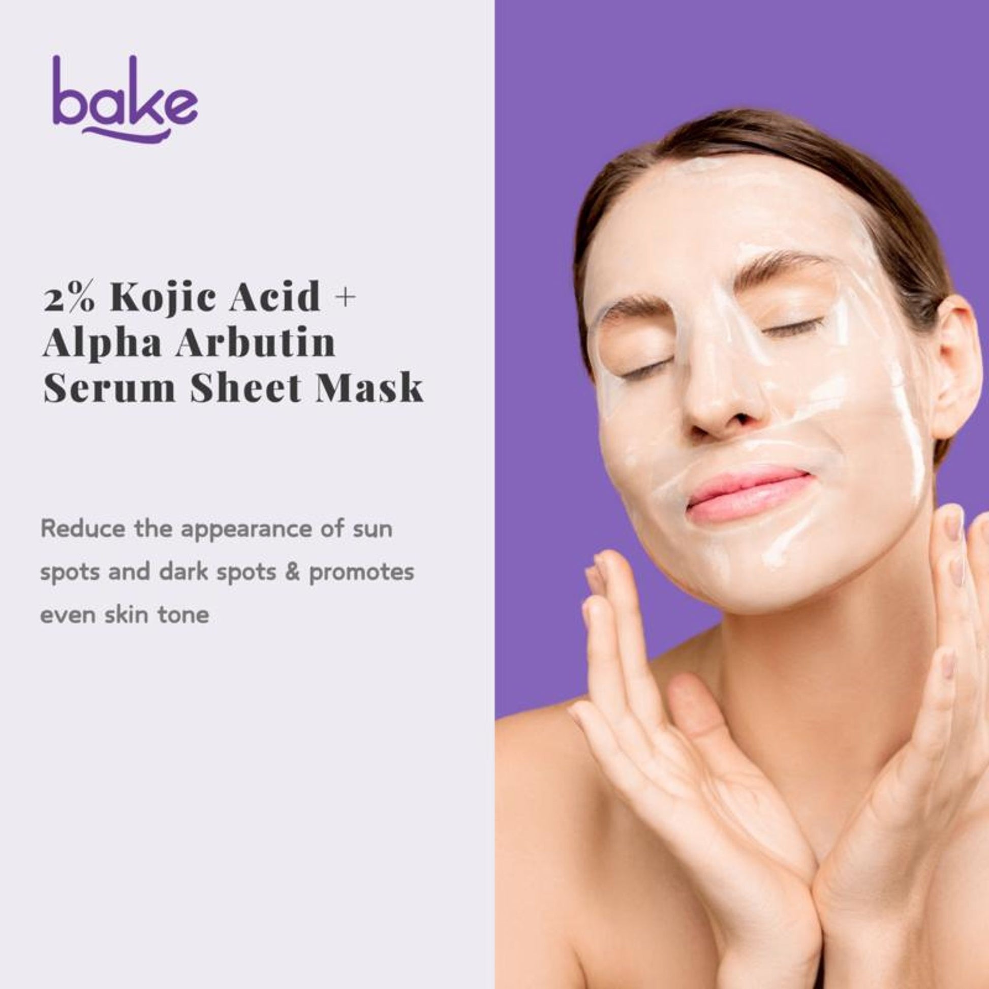 Bake 2% Kojic Acid + Alpha Arbutin Sheet Mask For Glowing Skin & Pigmentation