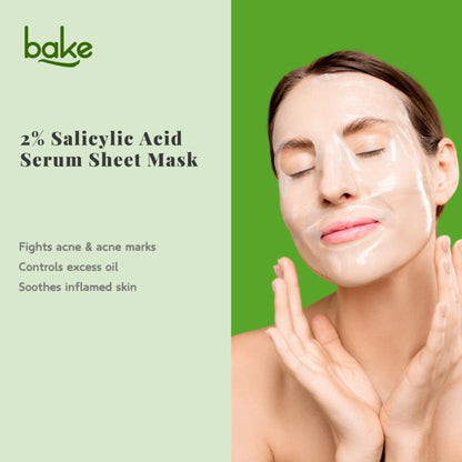 Bake 2% Salicylic Acid Sheet Mask For Black Heads, Oily And Acne Prone Skin