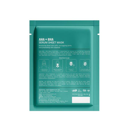 BAKE Bake Aha + Bha Serum Sheet Mask for pigmentation, pimples, and glowing skin, featuring a soothing, hydrating mask sheet.