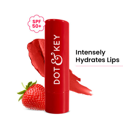 Dot & Key Barrier Repair Hydrating Lip Balm SPF 50 With Ceramides & Peptides Strawberry Red - Strawberry