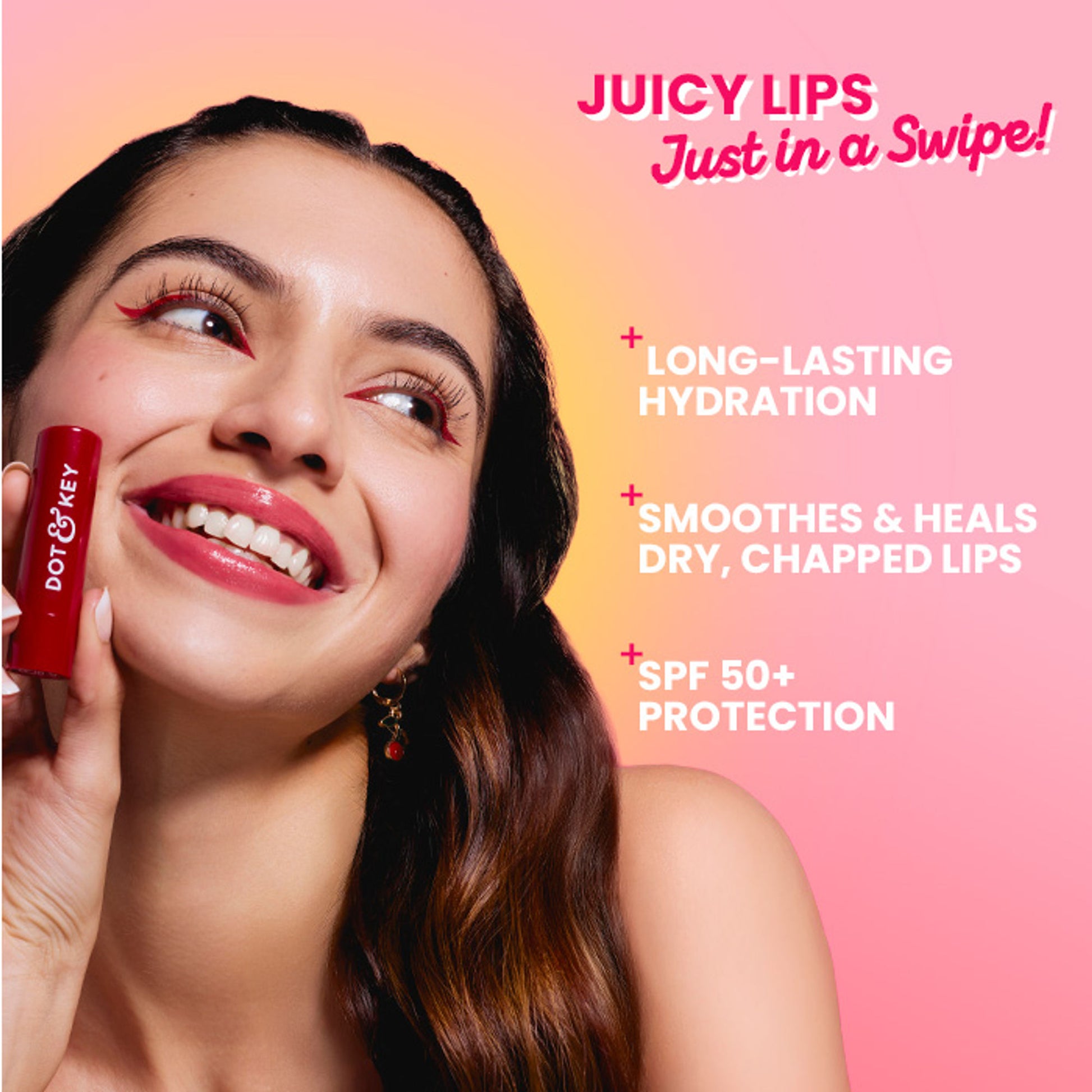 Dot & Key Barrier Repair Hydrating Lip Balm SPF 50 With Ceramides & Peptides Strawberry Red - Cherry