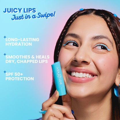 Dot & Key Barrier Repair Hydrating Lip Balm SPF 50 With Ceramides & Peptides Strawberry Red - Blueberry