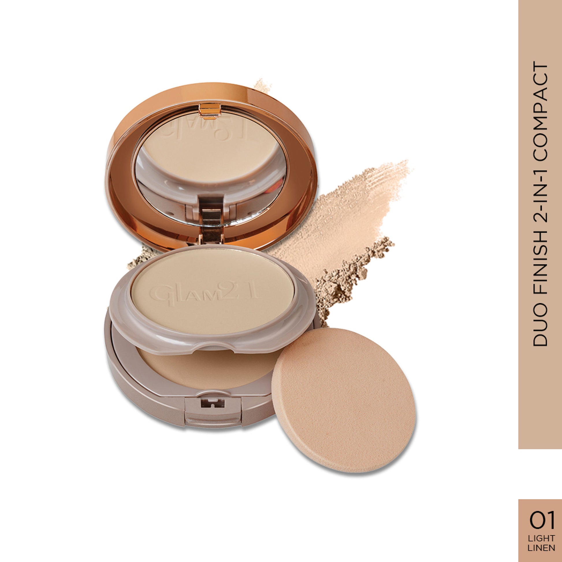 GLAM21 Duo Finish Bright Skin Compact Powder - Light Linen