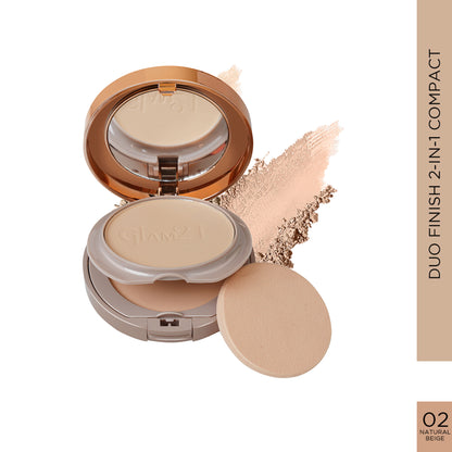 GLAM21 Duo Finish Bright Skin Compact Powder - Natural Beige