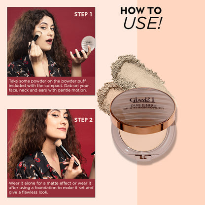 GLAM21 Duo Finish Bright Skin Compact Powder - Natural Beige
